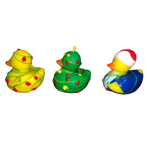 Set of 3 Christmas Vacation Holiday Lights 2" Rubber Ducks Duckies Jeep Duck - Picture 2 of 4